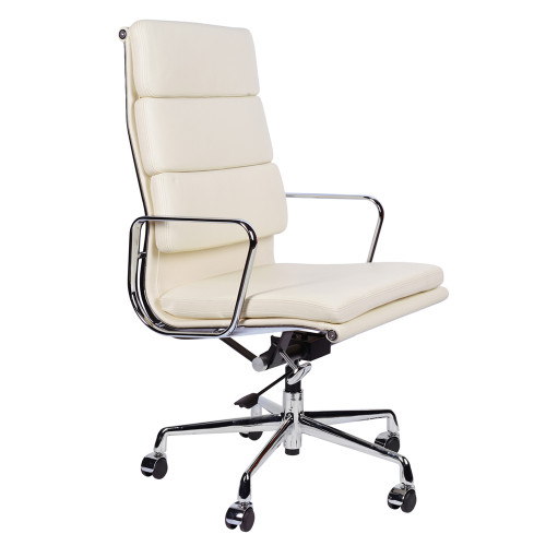 кресло eames style на колесиках кремовая кожа во Владивостоке