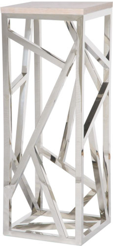 консоль geometric высокая 40x40x110 хром, белая столешница во Владивостоке