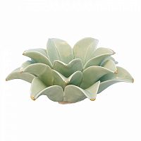 подсвечник керамический в виде лотоса с золотыми лепестками flower lotus pale green medium, 12 см во Владивостоке