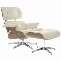 кресло eames style lounge chair & ottoman кремовое во Владивостоке