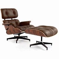 кресло eames style lounge chair & ottoman premium коричневое во Владивостоке