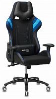 игровое кресло бюрократ бюрократ viking 4 aero, обивка: искусственная кожа, цвет: иск.кожа черная/ткань черная 26-28/сетка синяя(tw-10)-голубая(tw-55)-серая(tw-12) во Владивостоке