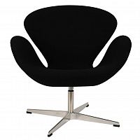 кресло arne jacobsen style swan chair черная шерсть во Владивостоке