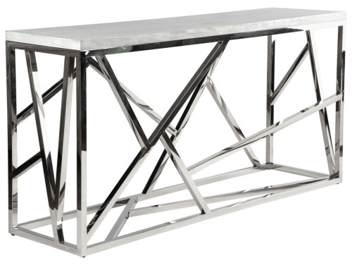 консоль geometric 180x50x90 хром, белая столешница во Владивостоке
