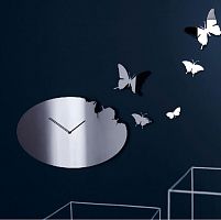 часы настенные серебристые бабочки butterfly во Владивостоке