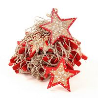 набор елочных украшений звезда деревянная с красным ободком christmas stars, 30 штук во Владивостоке