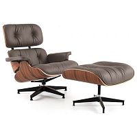 кресло eames style lounge chair кожа коричневое во Владивостоке