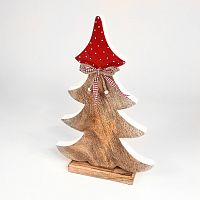 украшение новогоднее большое ель деревянная красная в горошек love tree, 42х27х5 см во Владивостоке
