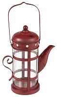 подсвечник-фонарь красный в виде чайника с ручкой old kettle, 27 см во Владивостоке