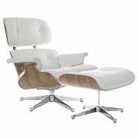 кресло eames style lounge chair & ottoman белое во Владивостоке