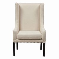 кресло мягкое с ушами белое nailhead fabric armchair во Владивостоке