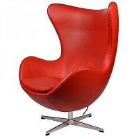 кресло arne jacobsen style egg chair кожа красное во Владивостоке