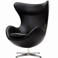 кресло с подлокотниками arne jacobsen style egg chair черное во Владивостоке