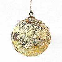 шар новогодний золотой с мраморными чешуйками paper ball, 10 см во Владивостоке