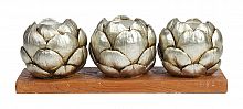 подсвечник сеербряный на 3 свечи на подставке шишки fir cone, 28 см во Владивостоке