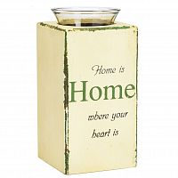подсвечник деревянный бежевый со стеклом дом там, где сердце provence white, 18 см во Владивостоке