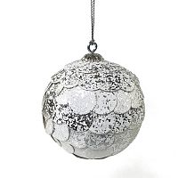 шар новогодний серебряный с мраморными чешуйками paper ball, 10 см во Владивостоке
