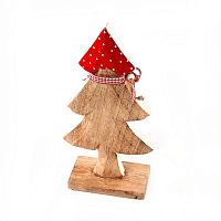 украшение новогоднее ель деревянная красная в горошек love tree, 28х12х6 см во Владивостоке