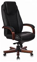 кресло для руководителя бюрократ бюрократ t-9923 walnut, обивка: натуральная кожа, цвет: кожа (black) во Владивостоке